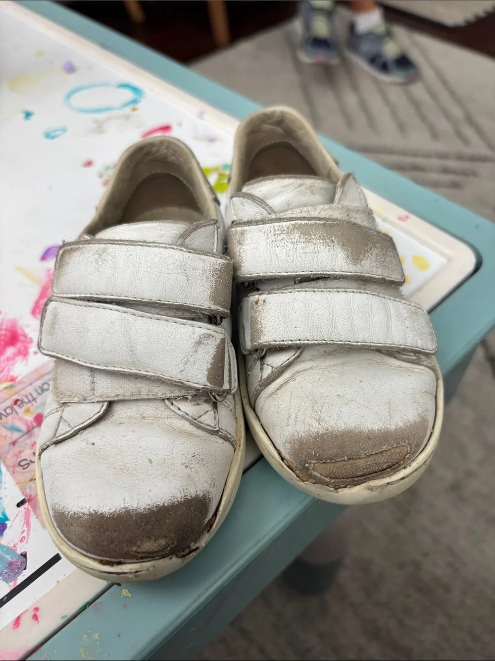 Gucci Kids White and Gray Leather Sneakers